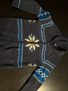 Bluenotes Navy & Blue Zip-Up Fair Isle Cardigan